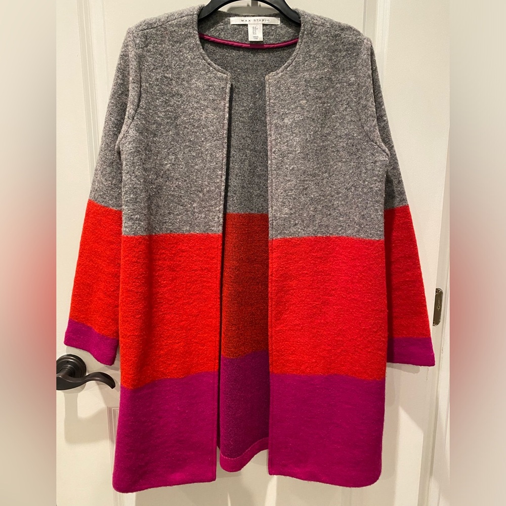 Max Studio Gray, Orange, and Magenta Coat
